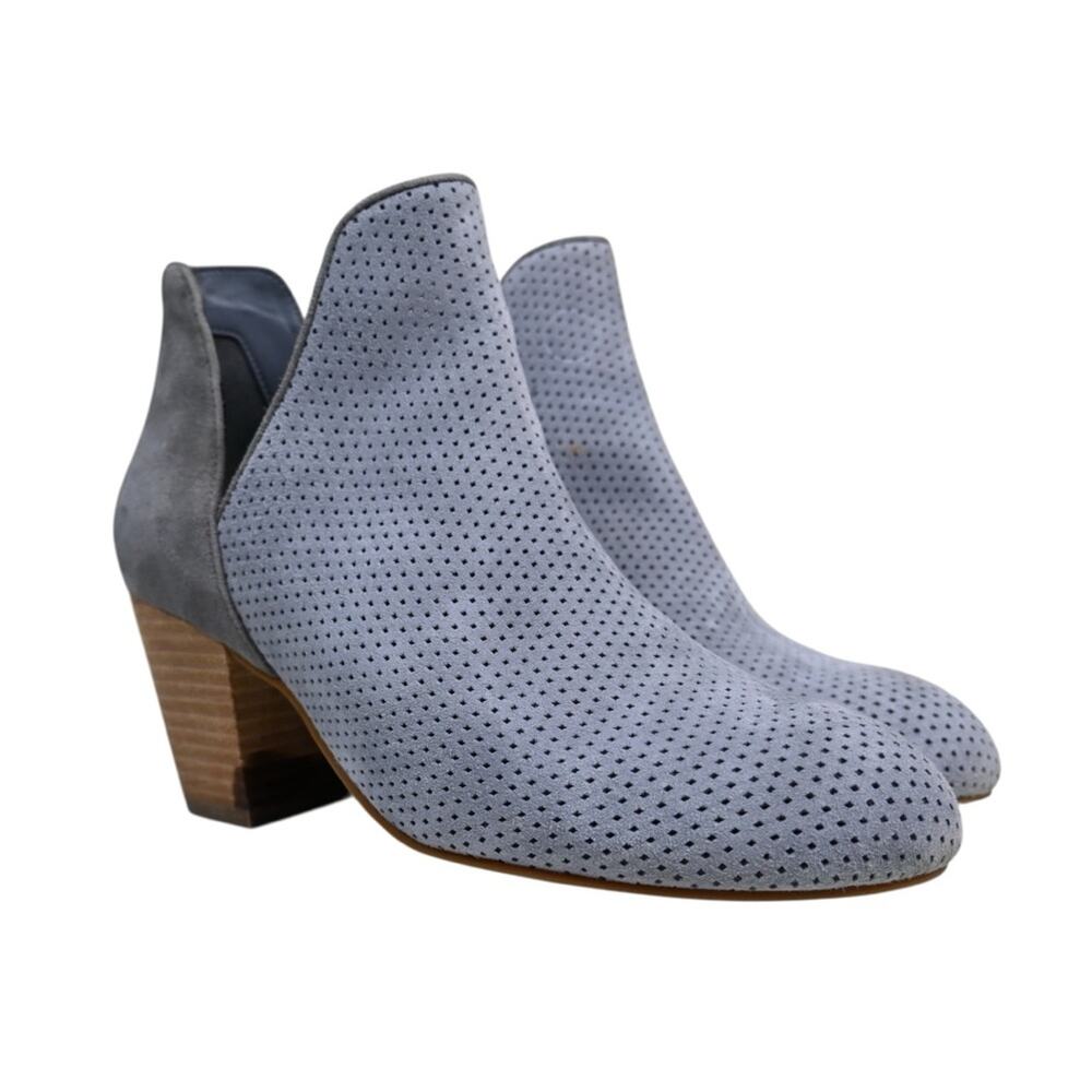 Cole Haan Womens 7B Ferd Perforated Suede Gray Booties